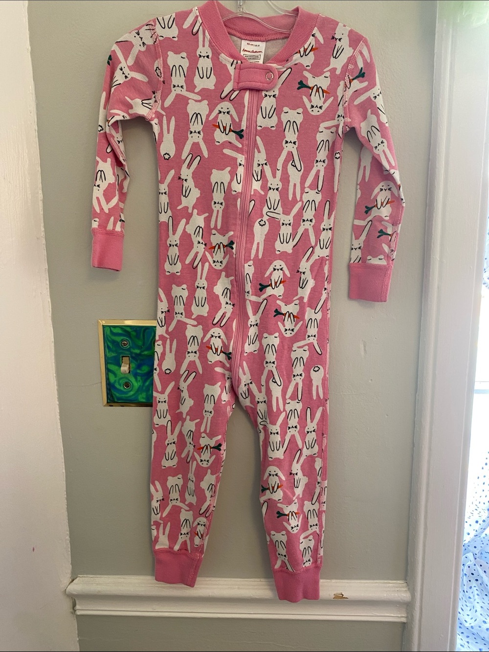 Hanna Andersson Pink Bunny Print Kids One-Piece